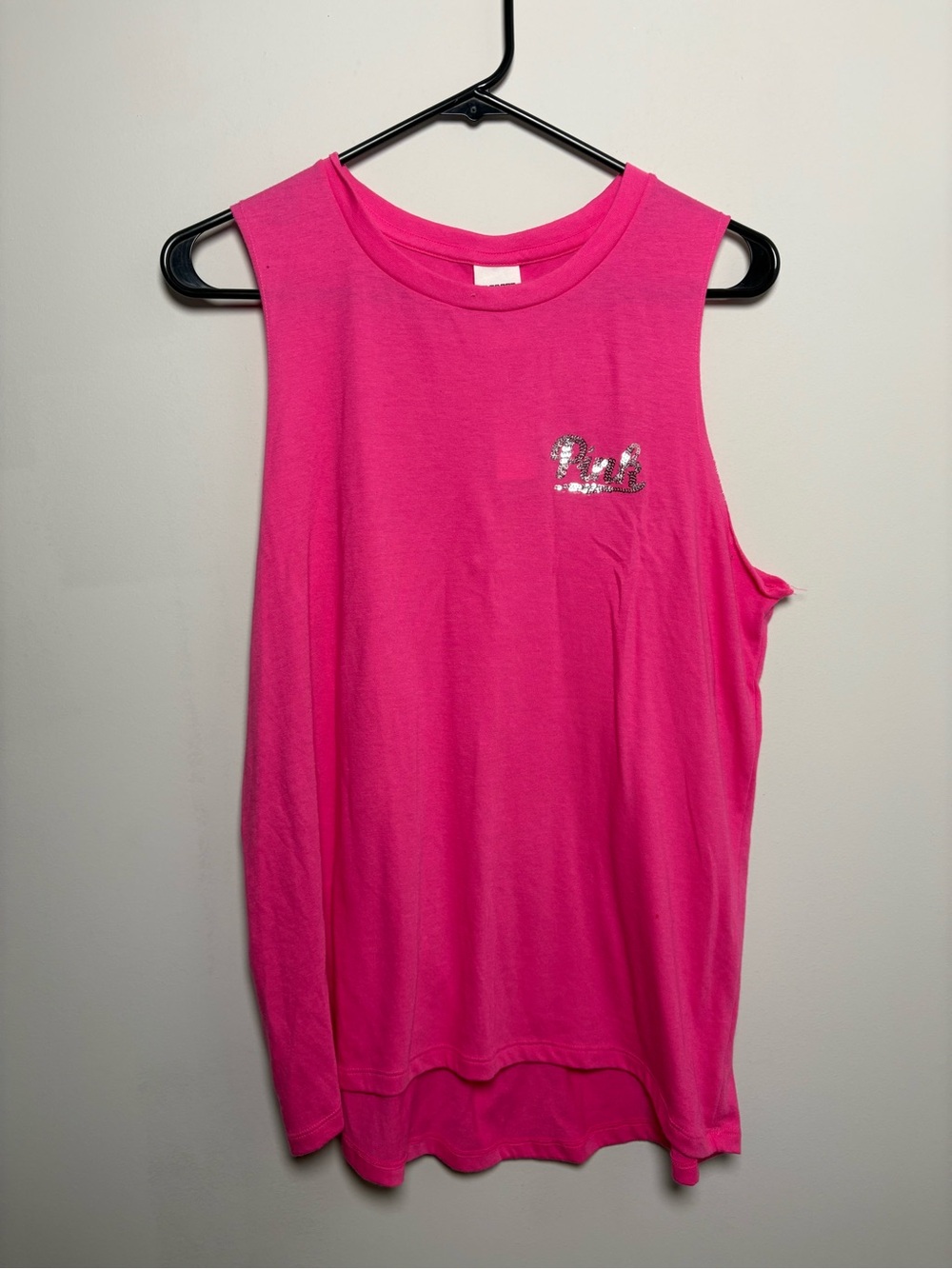 Victoria's Secret Hot Pink Sequin Logo Tank